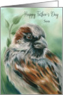 For Son Fathers Day Brown Sparrow Bird Art Custom card