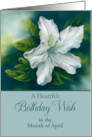 Birthday in April White Azalea Flower Custom Month card