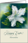 Easter for Personalized Name White Azalea Flower A card