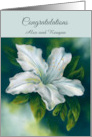 Custom Names Marriage Congratulations White Azalea Flower card