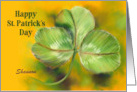 For Custom Name Sunny Green Clover St Patricks Day S card