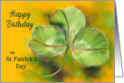 Happy Birthday on St Patricks Day Sunny Green Clover card