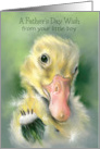 Fathers Day from Son Yellow Gosling Chick Dandelion Custom card