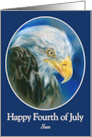 Fourth of July for Son Bald Eagle Blue Personalized card