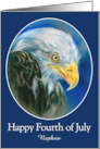 Fourth of July for Nephew Bald Eagle Blue Personalized card