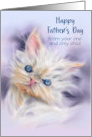 Fathers Day from Only Child Cute Persian Kitten with Blue Eyes Custom card
