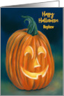 For Nephew Happy Halloween Quirky Pumpkin Custom card