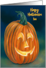 For Son Happy Halloween Quirky Pumpkin Custom card