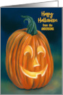 Happy Halloween from Our Home Quirky Pumpkin Personalized card