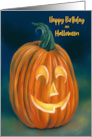 Happy Birthday on Halloween Quirky Pumpkin card