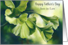 Fathers Day for Son in Law Sunlit Green Ginkgo Leaves Custom card
