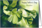 Fathers Day for Brother Sunlit Green Ginkgo Leaves Custom card