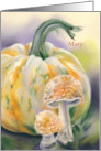 Halloween for Personalized Name Autumn Pumpkin and Mushrooms M card