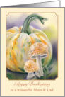 Thanksgiving for Parents Autumn Pumpkin and Mushrooms Custom card