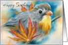 Mother Birthday Nightingale Bird with Maple Leaves Custom card