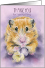 Thank You Hamster Holding a Pansy Flower Custom card