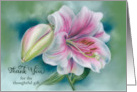 Thank You for the Gift Pink and White Lily Flower Art Custom card