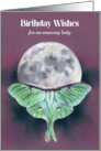 For Her Birthday Wishes Luna Moth and Moon Custom card
