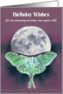 Twenty One Year Old Birthday Wishes Luna Moth and Moon Custom Age card