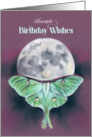 Heartfelt Birthday Wishes Luna Moth and Moon Pastel Art card