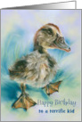 For Kid Birthday Cute Duckling Taking a Stroll Custom card