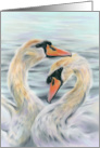 Any Occasion White Swans on Water Pastel Art Blank card