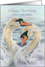 For Spouse Wedding Anniversary White Swans on Water Custom card