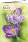 For Parents Easter Purple Crocus Flowers Custom card