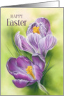 Happy Easter Purple Crocus Flowers card