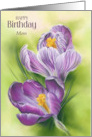 For Mother Birthday Purple Crocus Flowers Custom card