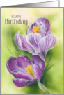 Happy Birthday Purple Crocus Flowers card
