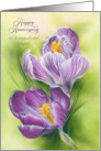 For Couple Wedding Anniversary Purple Crocus Flowers Custom card