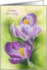Personalized Names Wedding Anniversary Purple Crocus Flowers card