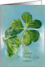 For Nephew St Patricks Day Shamrocks on Blue Custom card