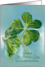 For Friend St Patricks Day Shamrocks on Blue Custom card
