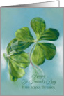 St Patricks Day from Across the Miles Shamrocks on Blue Custom card