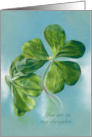 Thinking of You Shamrocks on Blue Pastel Art Custom card