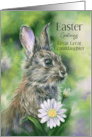 Great Great Granddaughter Easter Brown Bunny with Daisies Custom card