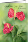 Thank You for Anything Red Anthurium Flowers Custom card