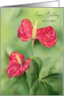 For Great Niece Birthday Red Anthurium Flowers Custom card