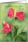 Thank You for Your Hospitality Red Anthurium Flowers Custom card