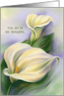 Thinking of You Yellow Calla Flowers Pastel Art Custom card
