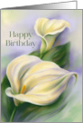 Happy Birthday Yellow Calla Flowers Pastel Art card
