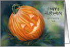 For Son Halloween Pumpkin Head Custom card