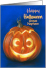 For Great Nephew Goofy Grinning Halloween Pumpkin Face Custom card
