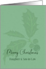 Daughter and Son in Law Christmas Modern Minimalist Holly Custom card