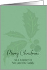 For Son and Family Modern Minimalist Holly Custom card