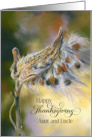 Aunt and Uncle Thanksgiving Autumn Milkweed Seeds Custom card