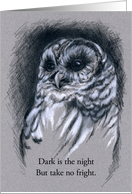 All Hallows Eve Barred Owl Charcoal Art card