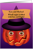 Spooky Eyed Pumpkin Witch Halloween Custom card